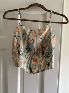 4th & Reckless Marble Print Spaghetti Strap  Crop Top Size Small